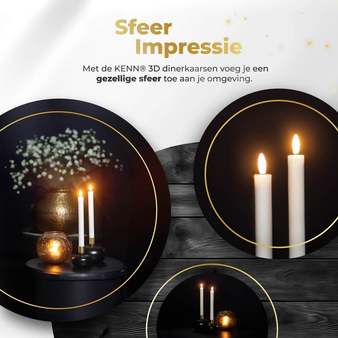 KENN® LED Dinerkaarsen – Set van 2 – Wit