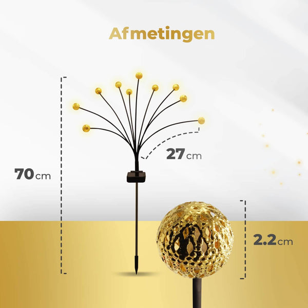 KENN® Marrakech Vuurvliegjes – Set van 2 – Goud – Solar Tuinverlichting