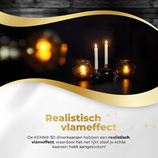 KENN® LED Dinerkaarsen Klein – Set van 2 – Ivoor