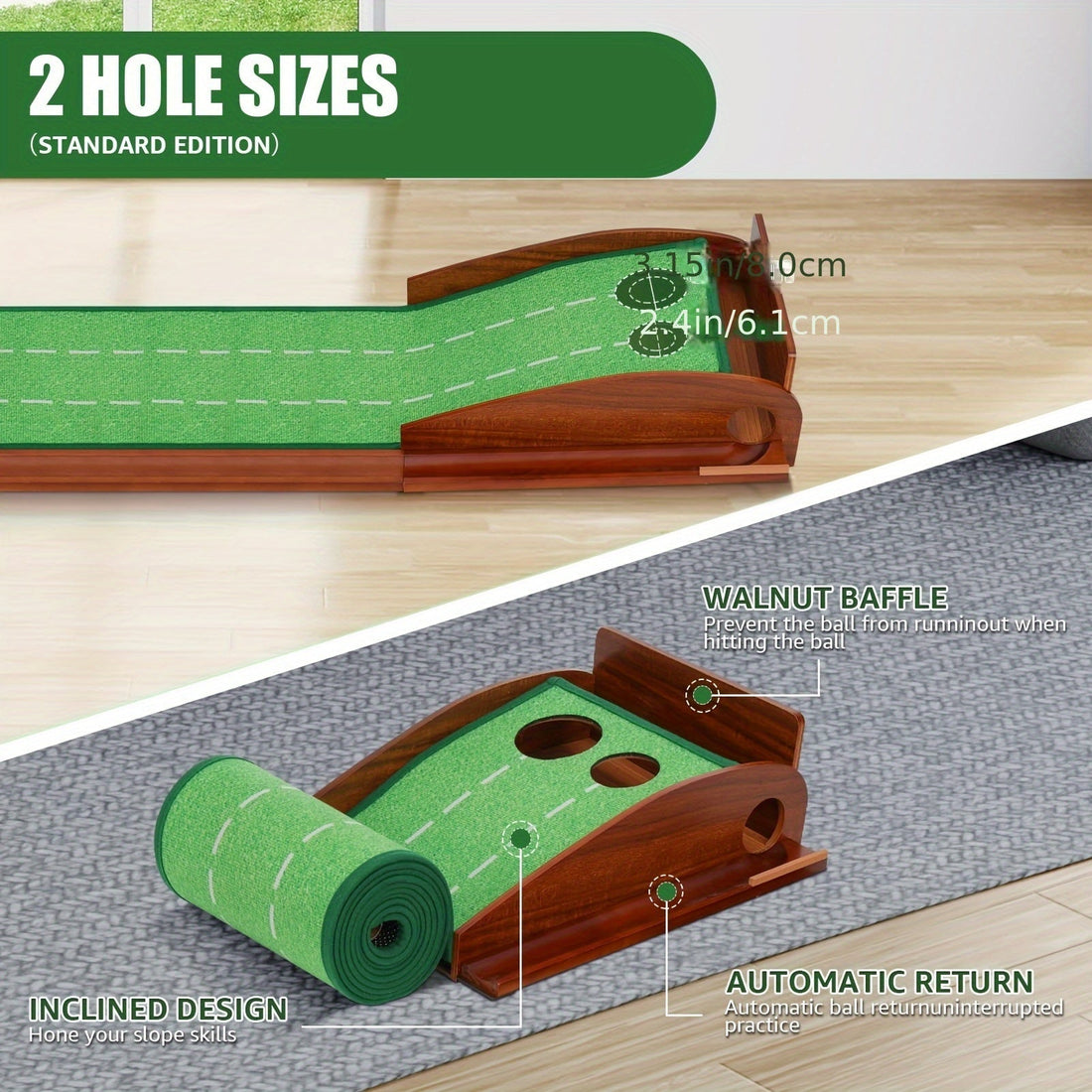 Golf-Puttmatte mit 2-Loch-Trainingsdesign
